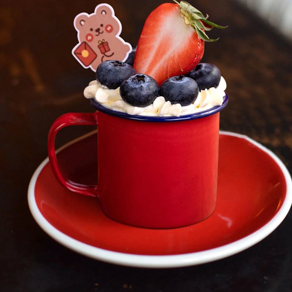 4 Pcs Thickened Enamel Mug Retro Coffee Cup Kitchen