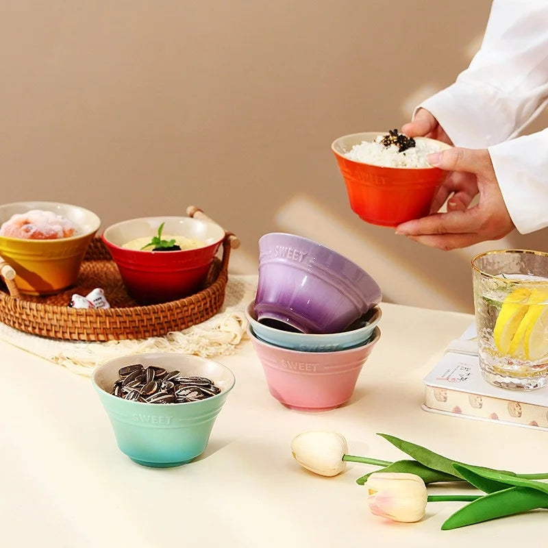 300ML 4.5 Inches Dishes Fruit Bowl Tableware Ramen Bowls for Food Kitchen Salad Cute Dining Bar Home Garden 8 Colors