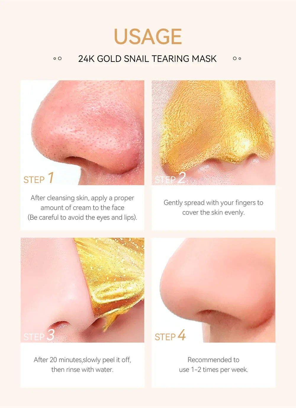 LAIKOU 24K Gold SNAIL TEARING   Mask Deep Cleansing Remove Blackhead Face Care 50g