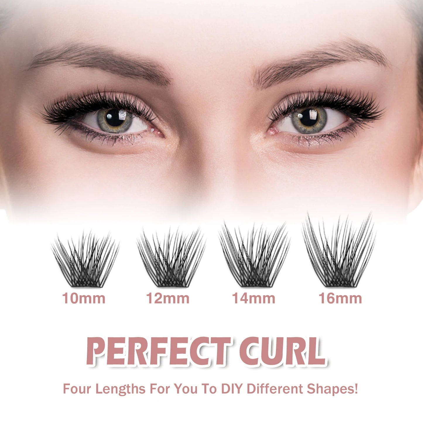 ETVITE DIY Clusters Eyelash Extension Dovetail Segmented Lashes 48 Volume Natural Segmented Eyelashes Bundles