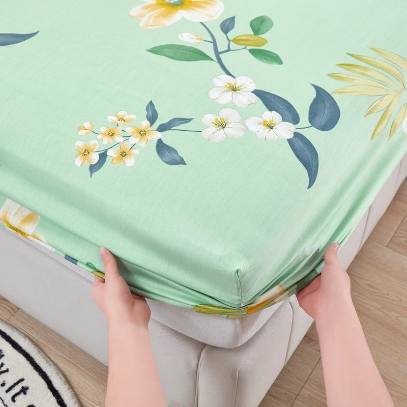 Cartoon Style Fitted Sheet Pure Cotton Bed Sheets Adults Kids Room Mattress Cover Printed Bed Linen 매트리스커버 (No Pillowcase)