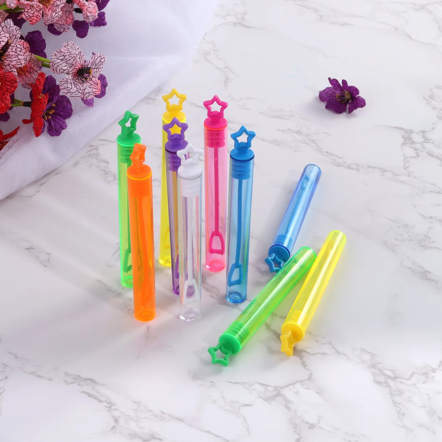 10-100pcs Colorful Bubble Soap Bottle Heart Wand Empty Tube Kids Birthday Party Favors Pinata Filler Toy Wedding Gifts for Guest