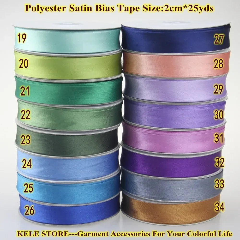 Polyester Satin Bias Binding Tape,bias Binding Size:20mm,3/4" *25yds,fold Tape for DIY Sewing Garment Accessories