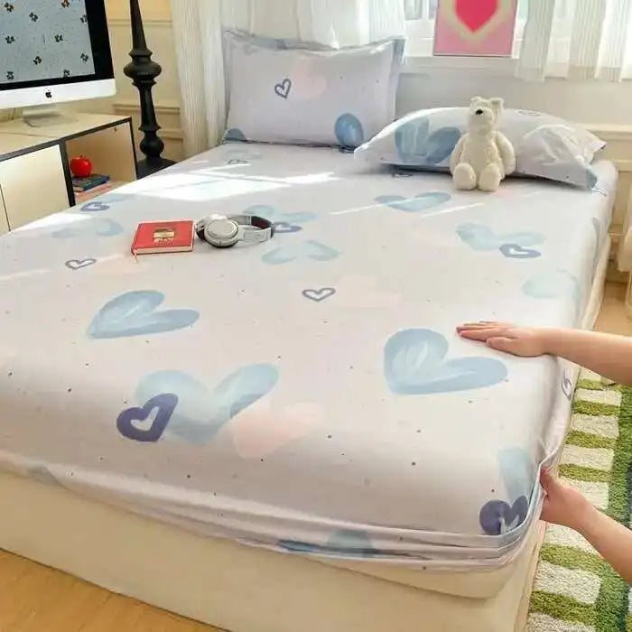 100% Cotton Floral Fitted Sheet Set - Includes Pillowcase, Single/Queen/King Size Mattress Covers(Breathable)