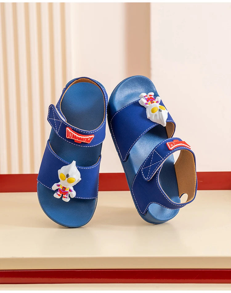 Ultraman children's sandals, new summer baby beach shoes, outdoor non-slip soft soled sandals for boys