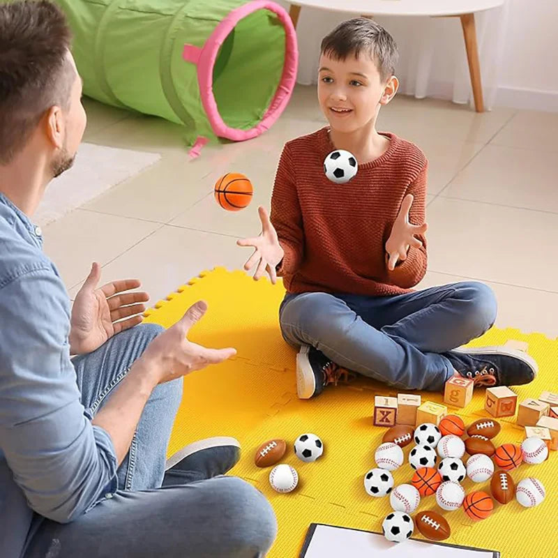 5/10Pcs Squeeze Ball Toy Kids Sports Theme Birthday Party Favors Goodie Pinata Filler Anti Stress Rubber Soccer Basketball Gifts