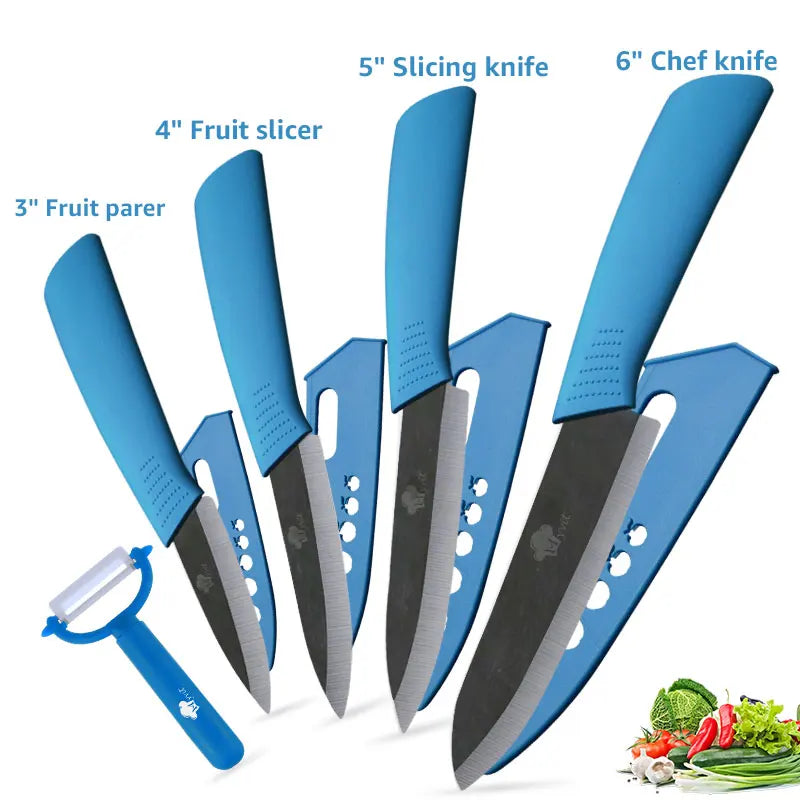 Ceramic Knife Kitchen Knives Set 3 4 5 6inch Chef Knife Utility Slicing Cutter Fruit Vegetable Baby Food Paring Anti-slip Handle
