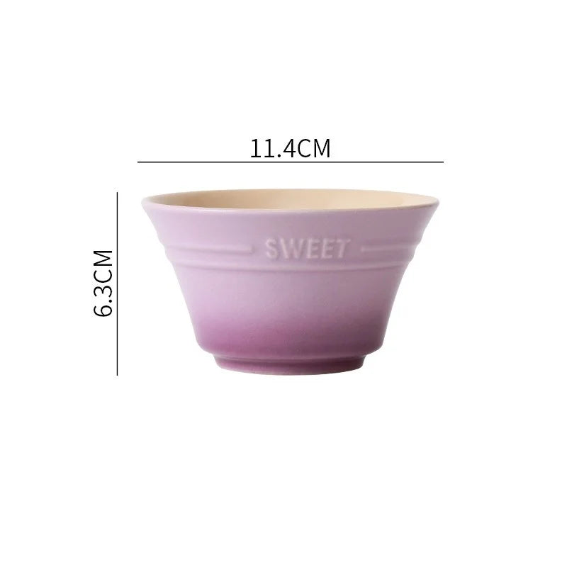 300ML 4.5 Inches Dishes Fruit Bowl Tableware Ramen Bowls for Food Kitchen Salad Cute Dining Bar Home Garden 8 Colors