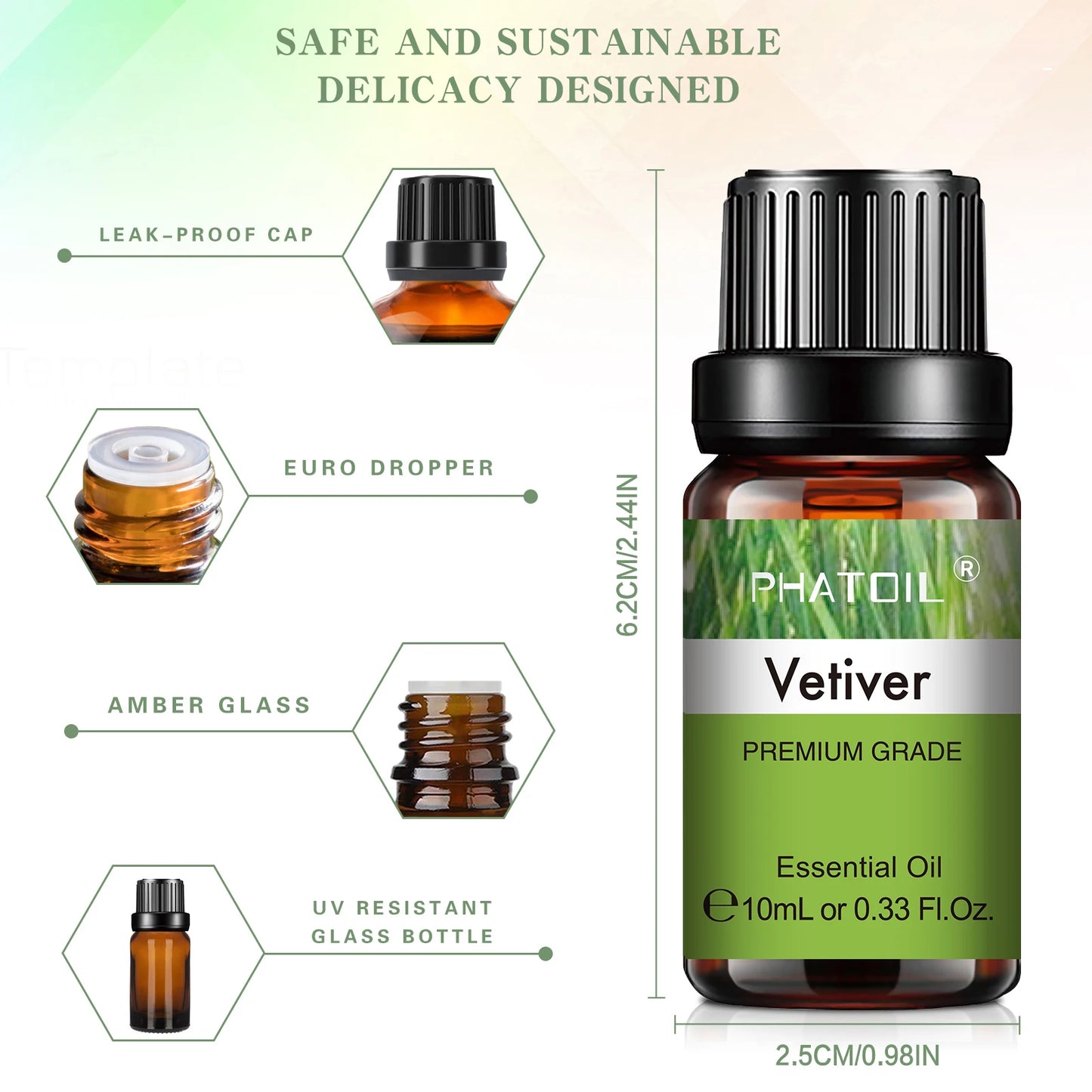 PHATOIL Natural Plant Essential Oil 10ml Eucalyptus Rose Lemon Bergamot Vanilla Peppermint 1PCS Aroma Essential Oil For Diffuser