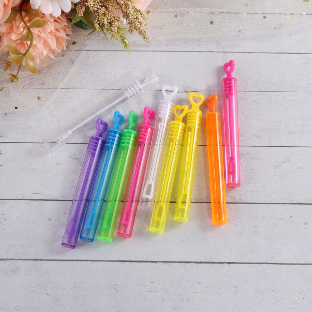 10-100pcs Colorful Bubble Soap Bottle Heart Wand Empty Tube Kids Birthday Party Favors Pinata Filler Toy Wedding Gifts for Guest