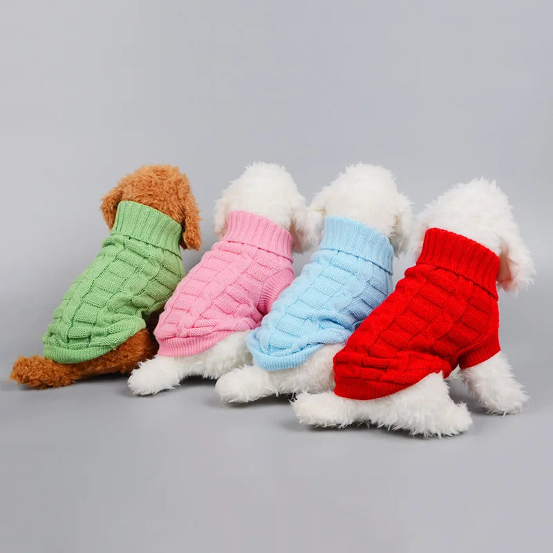 Warm Knit Dog Sweater for Winter Outdoor Use-0