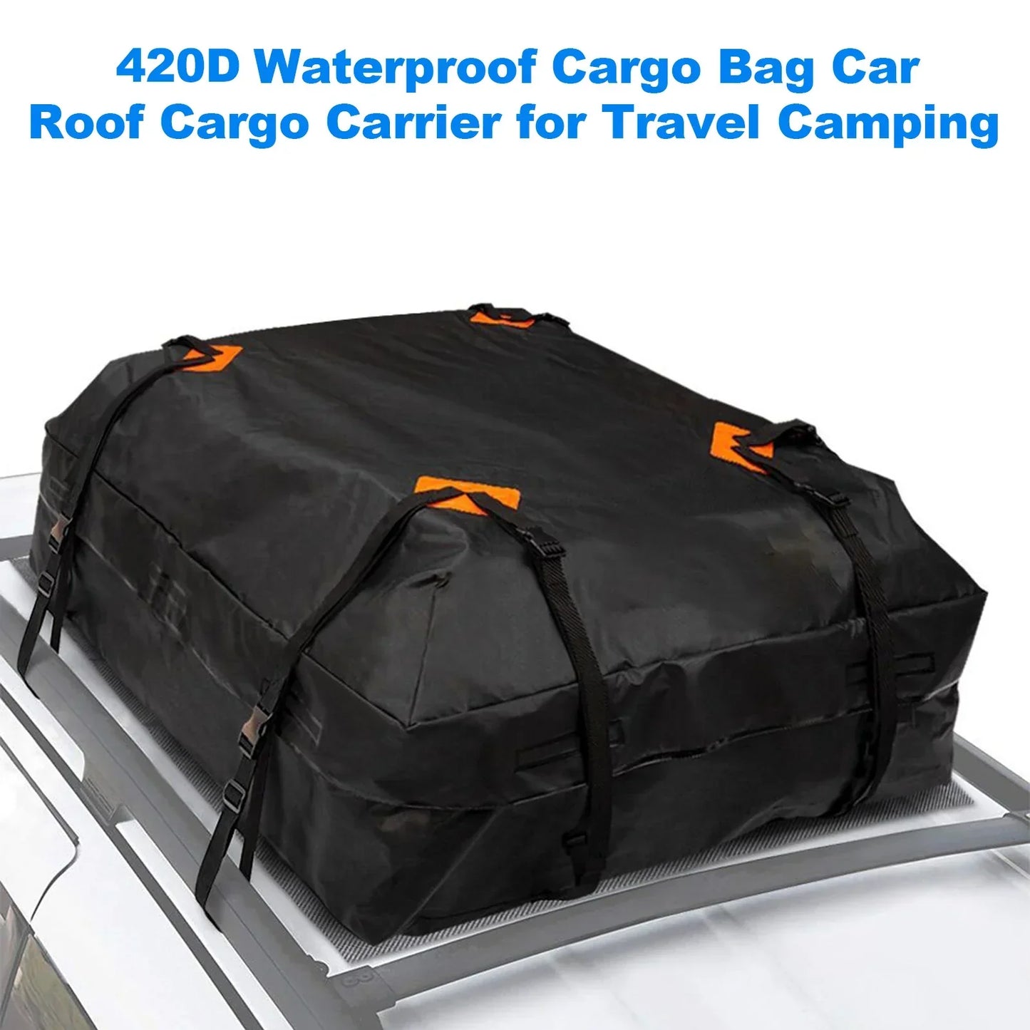 Waterproof Car Roof Cargo Bag 425L Universal Travel Storage Carrier Black-3