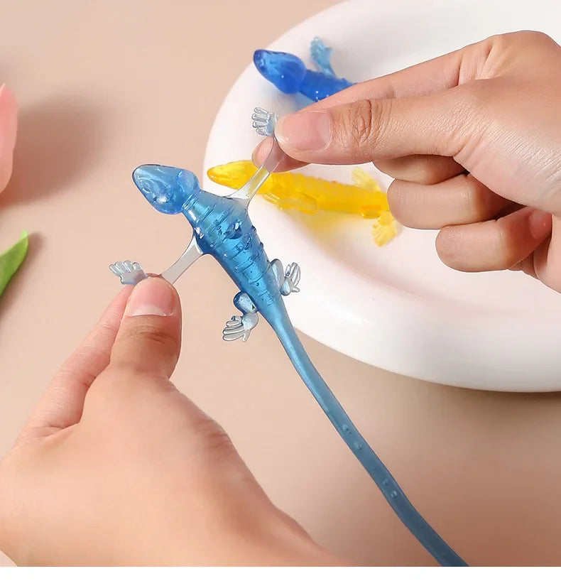 20Pcs Fun Colorful Lizard Sticky Retractable Toys for Kids Birthday Party Favors Baby Shower Pinata Fillers Halloween Party Gift
