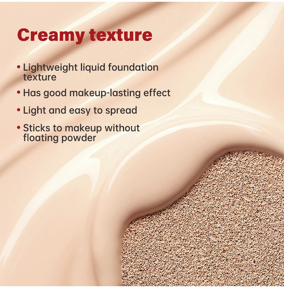 Cushion Foundation Refill Waterproof Semi-Matte Red Finish 72-Hour Wear Long-Lasting Buildable Coverage Sun Protection Makeup