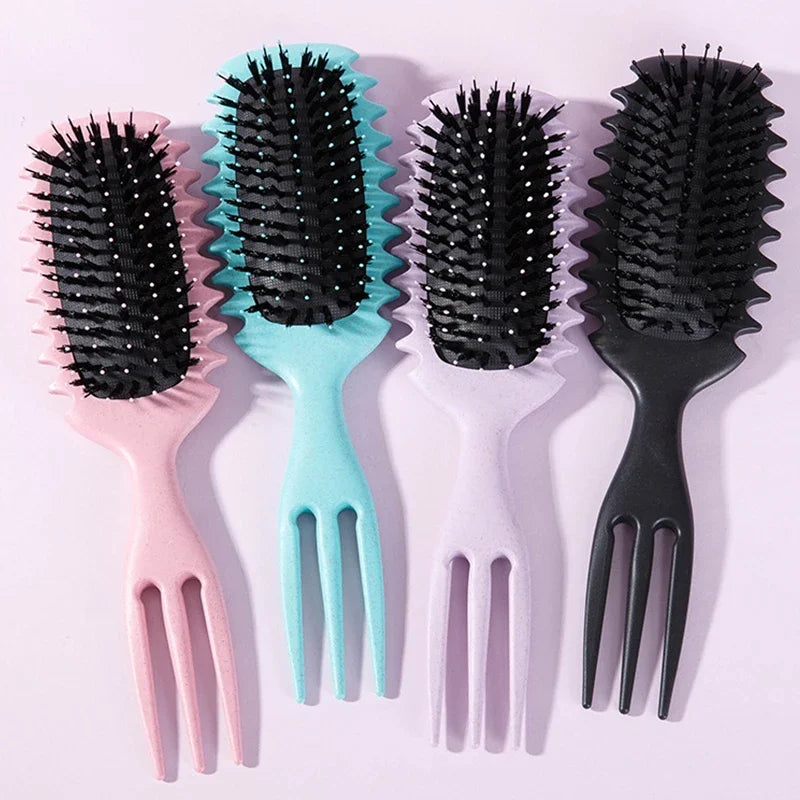 5-pcs Detangling Styling Set: Spray Bottle 3-in-1 Roll Hair Comb Curved Rat Tail Comb Edge Control Brush Salon Hairdressing Tool