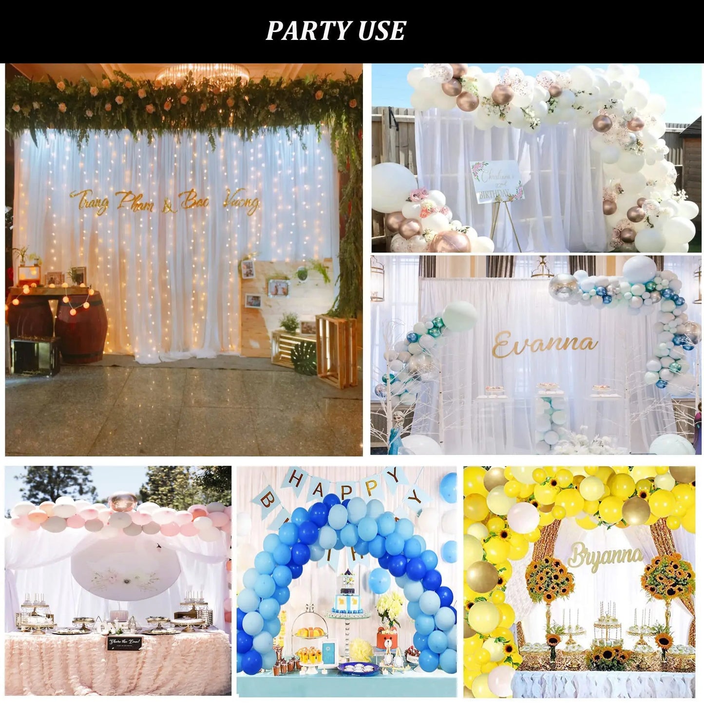 White Chiffon Backdrop Curtain for Wedding Party Sheer Drapes Curtains for Parties Baptism Birthday Baby Shower Photoshoot