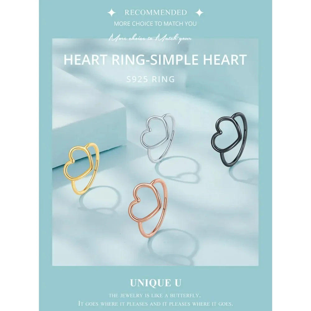 Exquisite 925 Sterling Silver Heart Rings For Women - Romantic Statement Jewelry