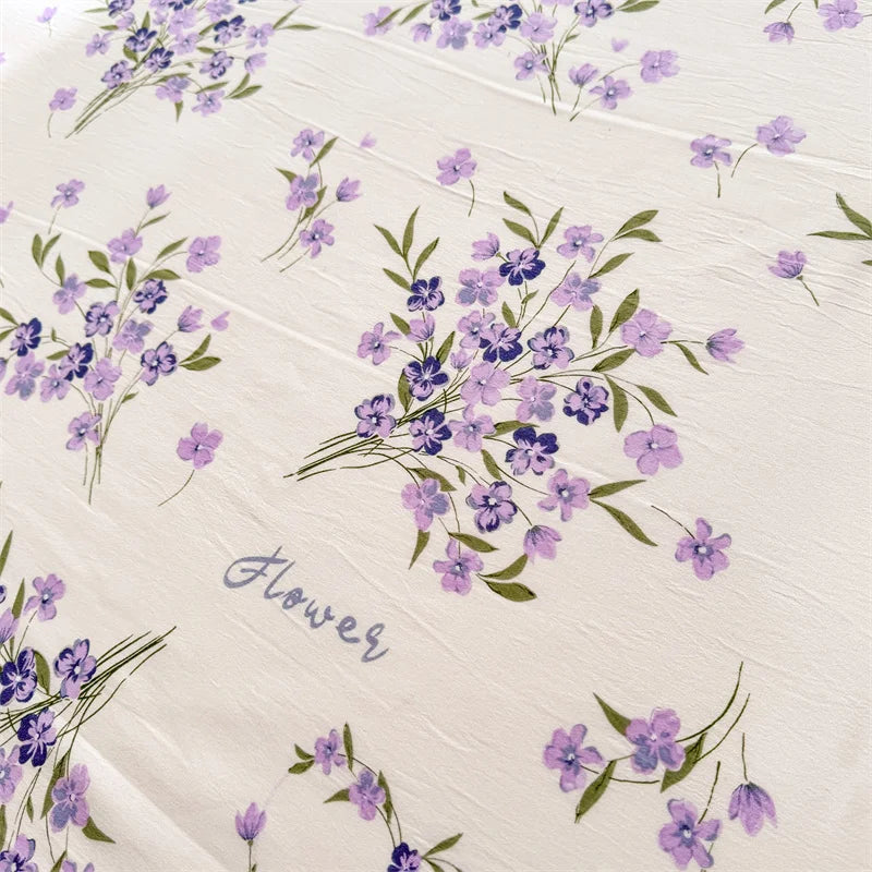 1pc Floral Fitted Bed Sheet Flower Printed Washed Cotton Bed Sheet with Elastic Single/Queen/King Size Bed Fitted Sheets