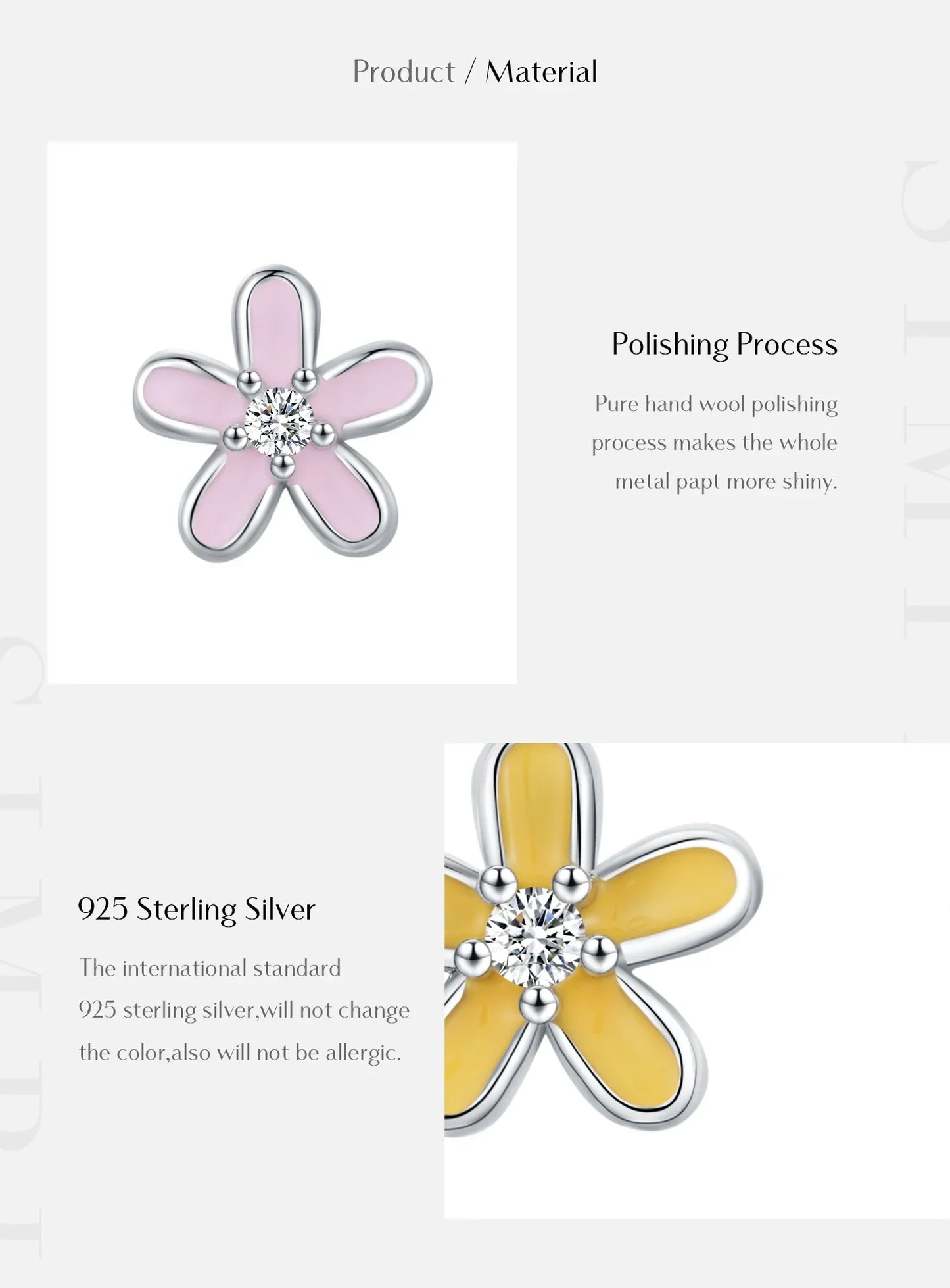925 Sterling Silver Colorful Enamel Flower Stud Earrings - Minimalist & Cute