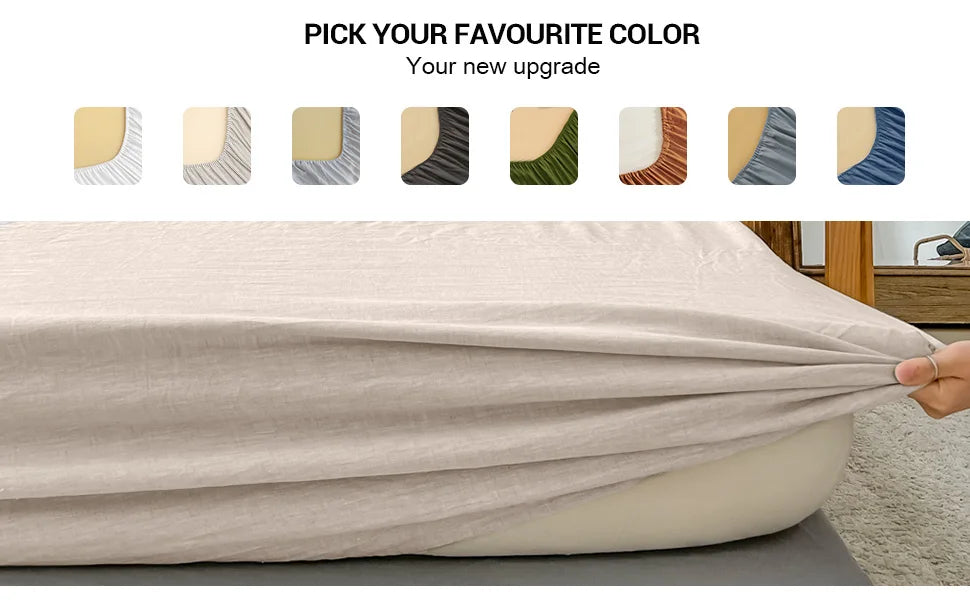 Simple&Opulence Linen Fitted Sheet (1 Piece) - 14 Inch Deep Pocket Mattress Cover Natural Flax Cotton Soft Breathable  Bedding