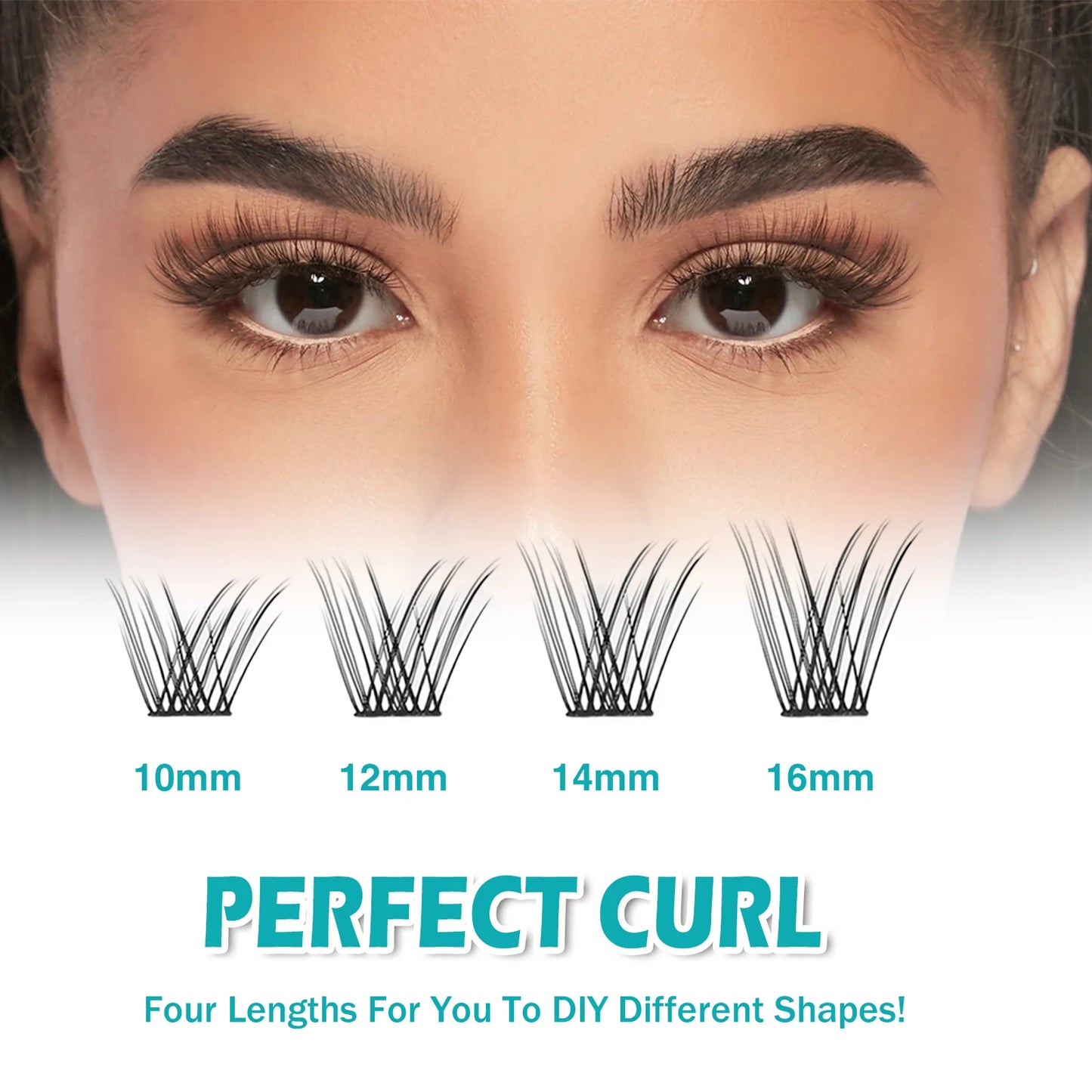 ETVITE DIY Clusters Eyelash Extension Dovetail Segmented Lashes 48 Volume Natural Segmented Eyelashes Bundles