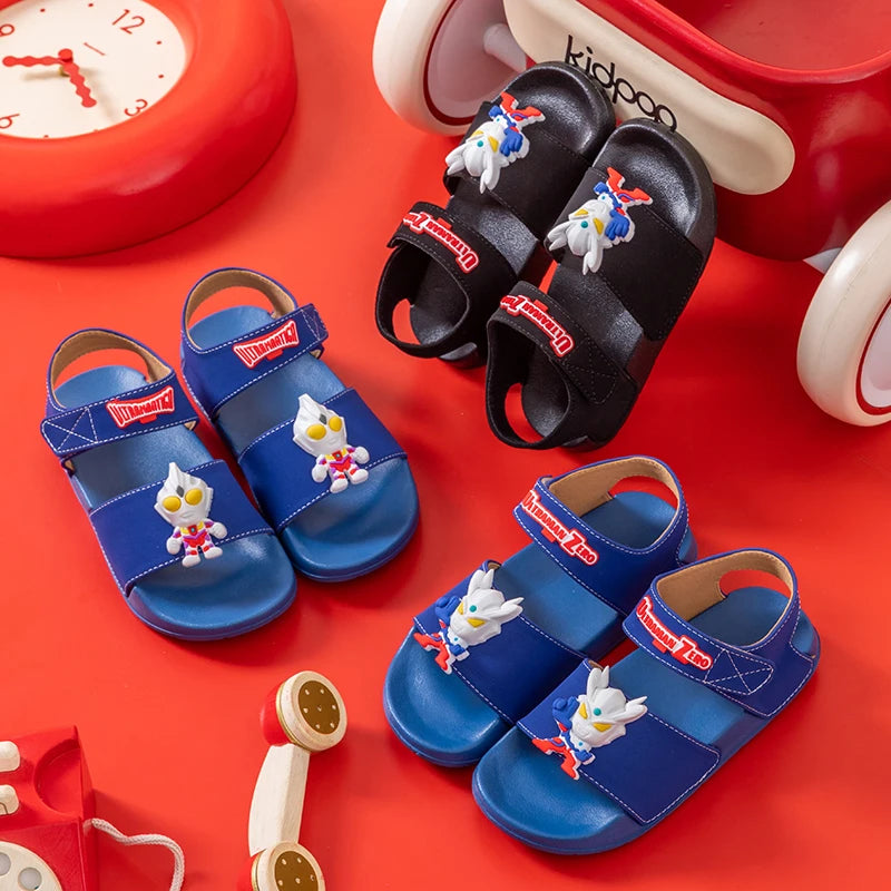 Ultraman children's sandals, new summer baby beach shoes, outdoor non-slip soft soled sandals for boys