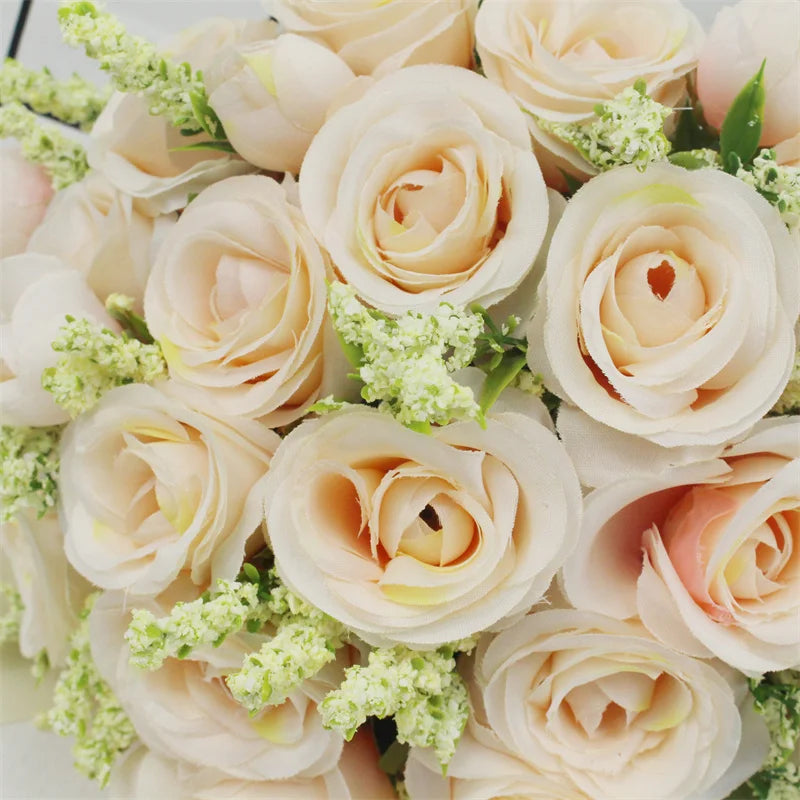 Bridal Bridesmaid Wedding Bouquet White Silk Flowers Roses Handmade  Artificial Bride Mariage Bouquet Wedding Accessories