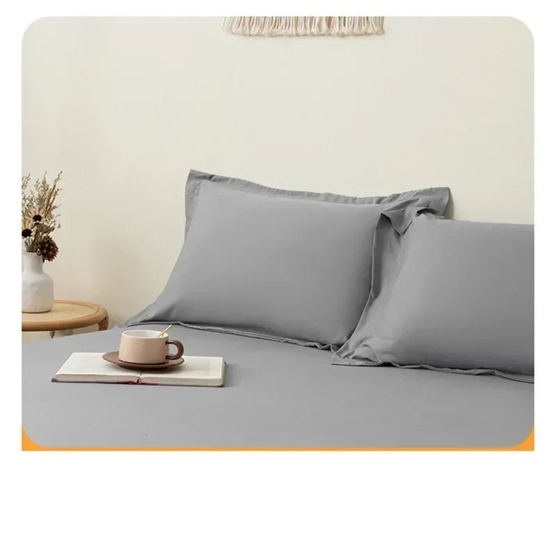 Cotton Fitted Sheet Solid Color Mattress Cover with Elastic Breathable Dustproof Mattress Cover Sheet (Pillowcase Not Included)