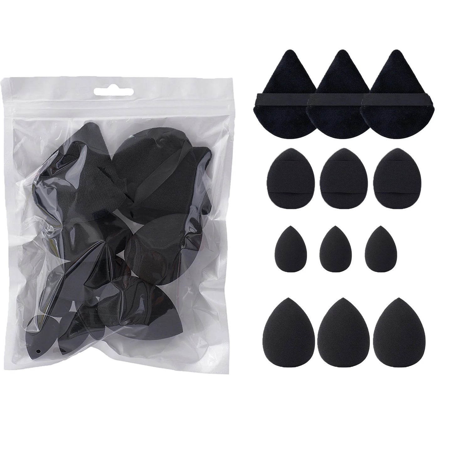 4Types 12PCS Cosmetic Puff Triangle Egg Finger Powder Puff Dry Wet Dual Use Soft Sponge Blending Beauty Tools Makeup Accessories