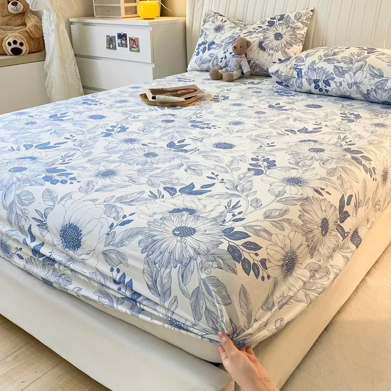 Fitted Sheet 100% cotton for single/couple bed, breathable and soft non-slip, customizable, 1 part, 16 sizes