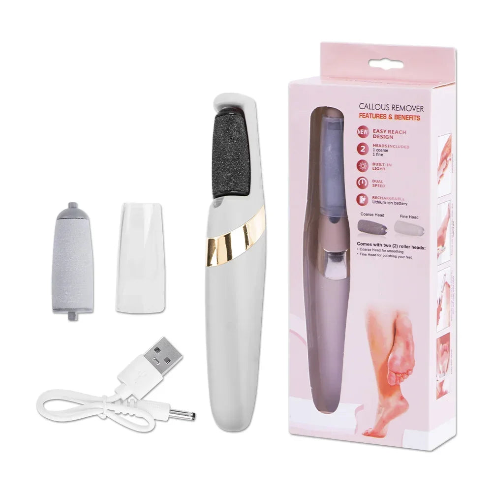 Electric Foot File Foot Grinder Dead Skin Dry Callus Remover Rechargeable Roller Feet Pedicure Tool with Removable Roller Head
