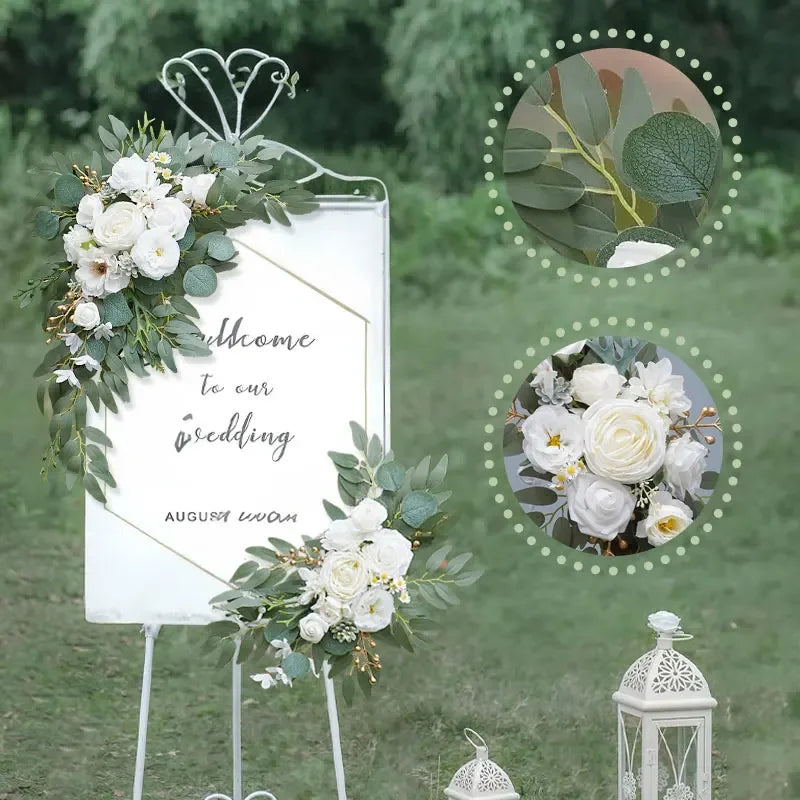 Artificial Flowers for Wedding Welcome Signs Floral Decoration Wedding Reception Ceremony Signs Wedding Arch Arrangement