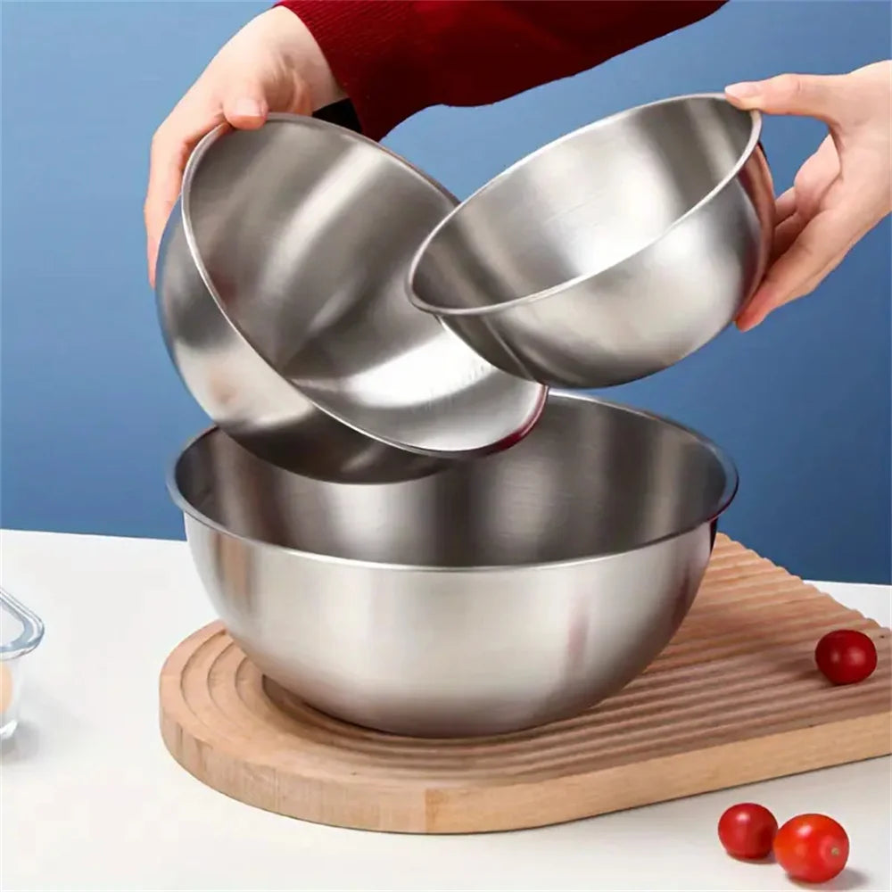 1-3 Stainless Steel Bowl Set with Scale for Cooking Baking Food Storage Large Capacity Mixing Bowls for Home Kitchen Essentials