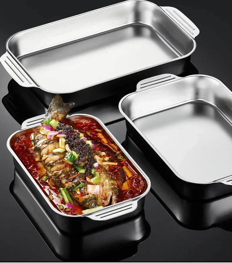 Deep Baking Sheet Stainless Steel Roasting Pan Non-Stick Grilling Trays Oven Accessories Baking Tools Kitchen Accessories