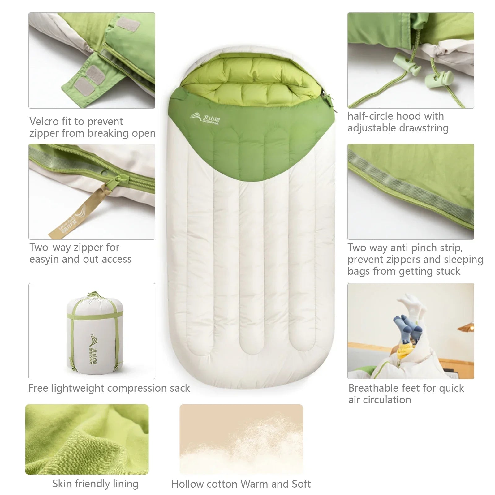 2kg Large Winter Sleeping Bag 120cm White-1