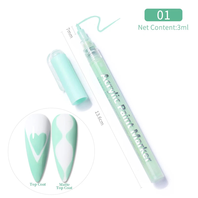 1Pc Nail Art Drawing Graffiti Pen Waterproof Painting Liner Brush DIY 3D Abstract Lines Fine Details Flower Nail Manicure Tools