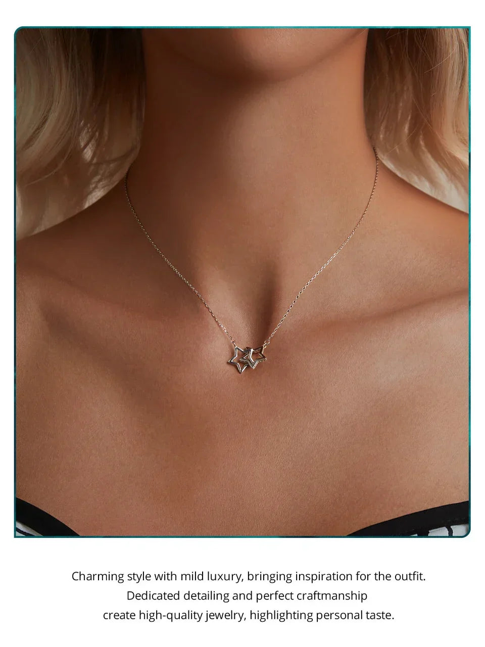 Connected Hearts: Sterling Silver Star/Heart/Cat Pendant Necklace