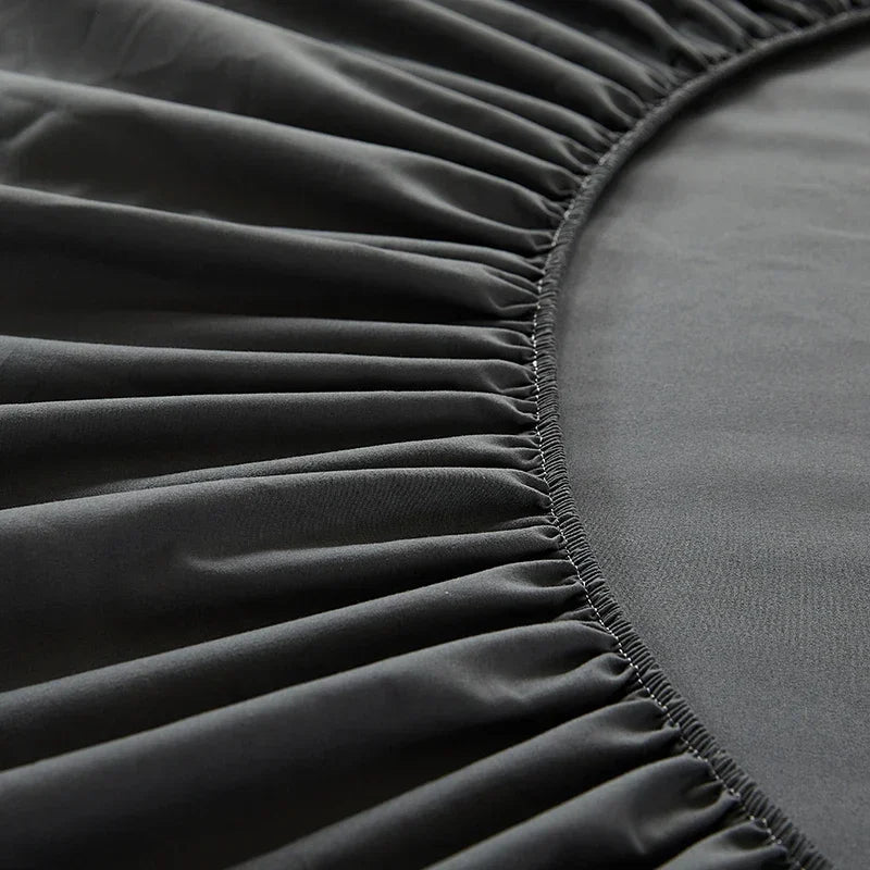 Cotton Fitted Sheet Solid Color Mattress Cover with Elastic Breathable Dustproof Mattress Cover Sheet (Pillowcase Not Included)