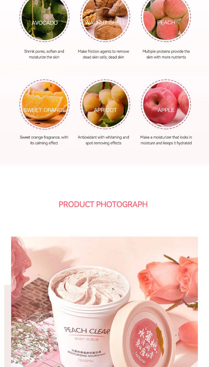Fatini -Niacinamide Exfoliating Body Scrub Smooth Skin Natural Moisturizing Deep Cleansing,Brightening,Exfoliating Cream