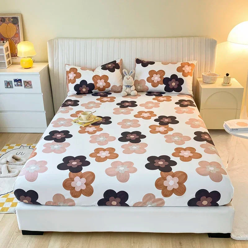 Fitted Sheet 100% cotton for single/couple bed, breathable and soft non-slip, customizable, 1 part, 16 sizes