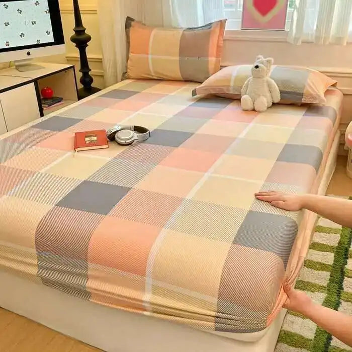 100% Cotton Floral Fitted Sheet Set - Includes Pillowcase, Single/Queen/King Size Mattress Covers(Breathable)