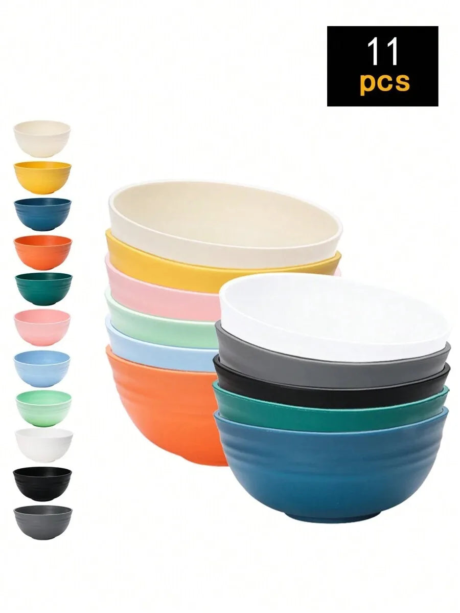 11pcs Plastic PP material bowl, reusable, kitchen , microwave and dishwasher safe, shatterproof
