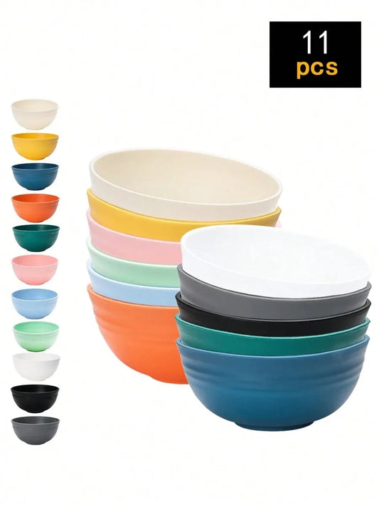11pcs Plastic PP material bowl, reusable, kitchen , microwave and dishwasher safe, shatterproof
