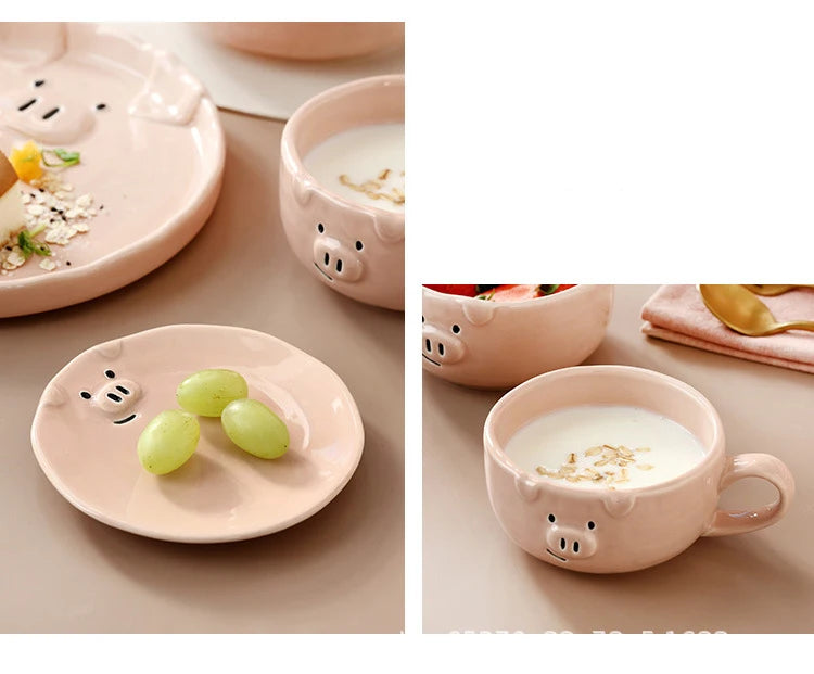 European Creative Cute Pink Pig Tableware Dishes Ceramic