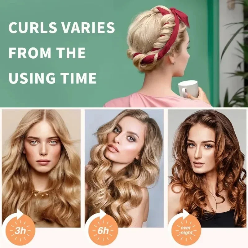 No Heat Hair Curler And Satin Sleeping Cap Set Heatless Hair Curling Headband Hair Claw Clip Hairs Rings Soft Sleeping Hat Salon