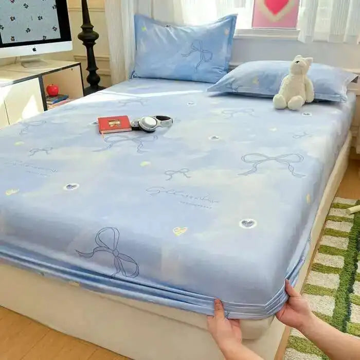 100% Cotton Floral Fitted Sheet Set - Includes Pillowcase, Single/Queen/King Size Mattress Covers(Breathable)