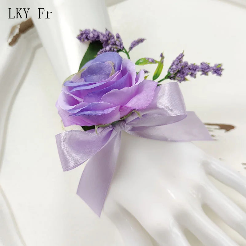 Bride Bouquet Wedding Accessories Silk Roses Artificial Flowers Bridesmaid Bouquet Groom Boutonniere Corsage Wedding Party Decor