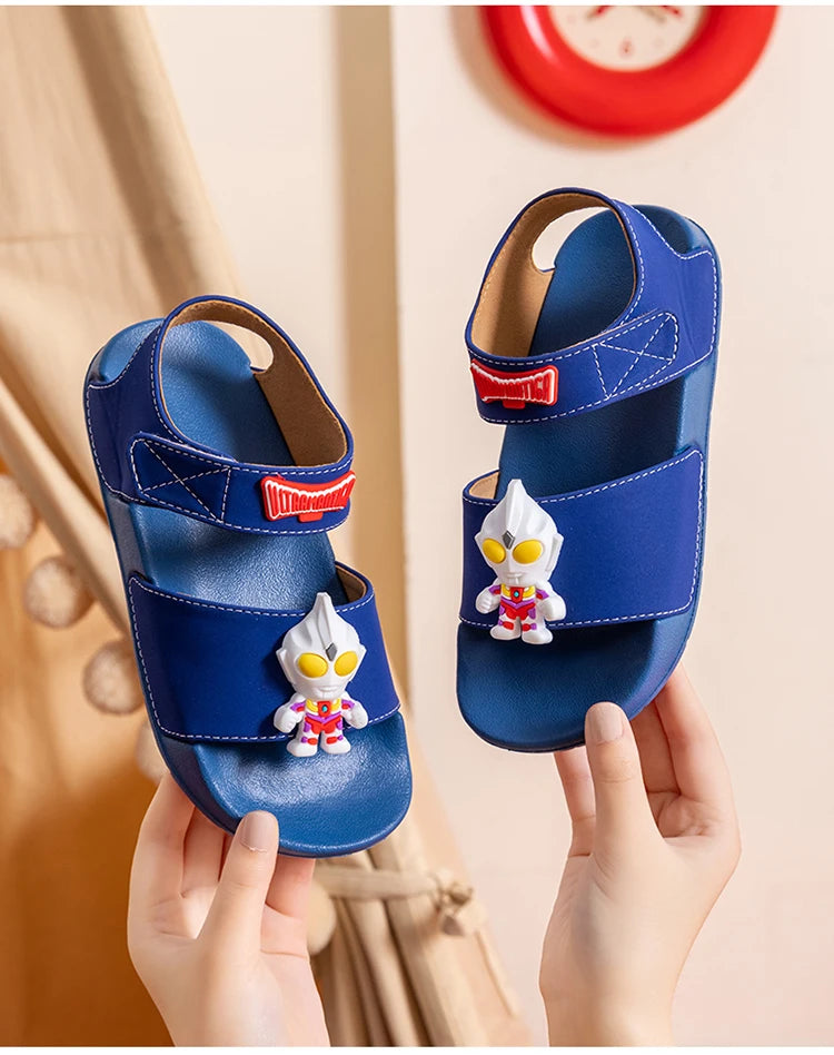 Ultraman children's sandals, new summer baby beach shoes, outdoor non-slip soft soled sandals for boys