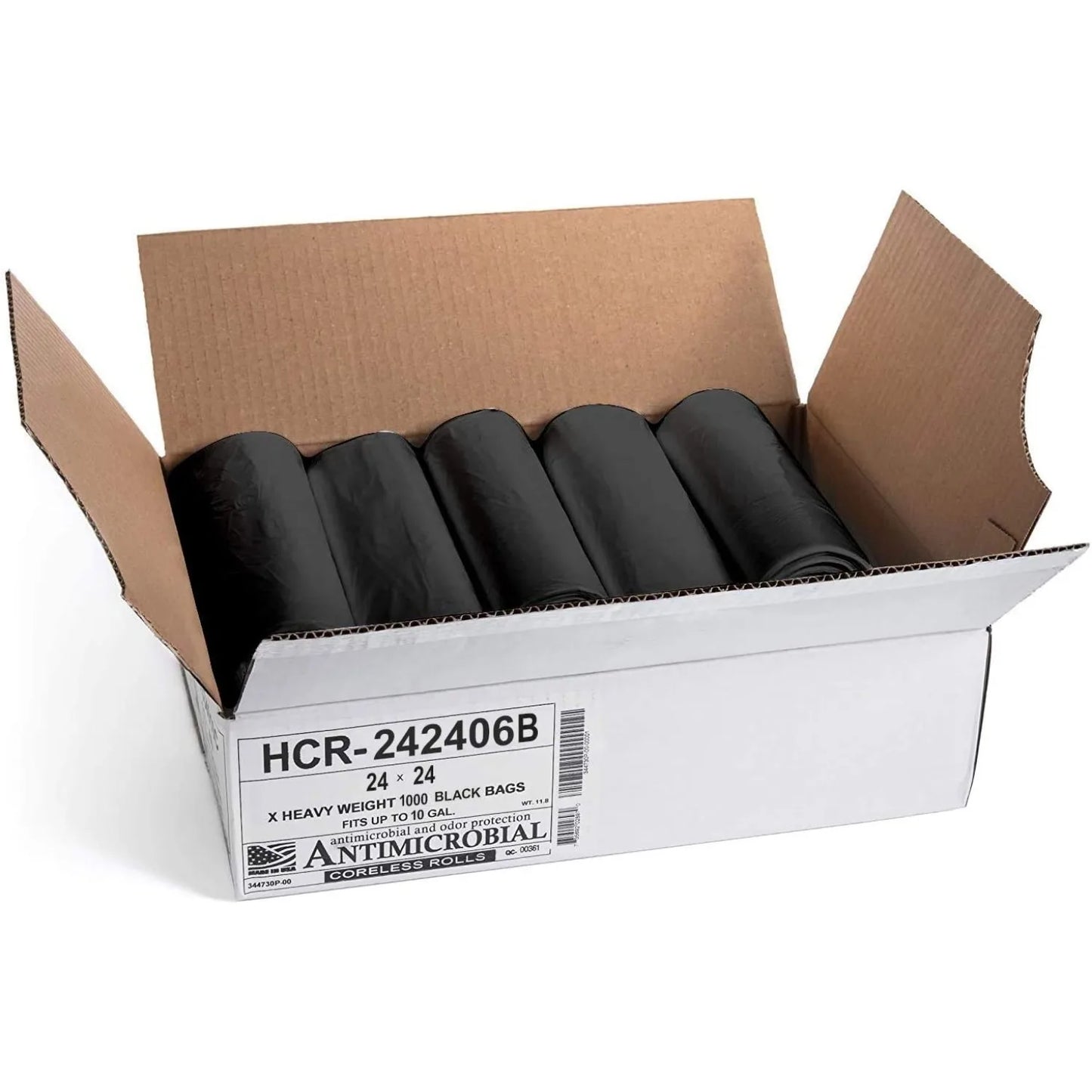 High Density Trash Bags 7-10 Gallon 1000 Count 6 Micron (eq) 24" x 24" Black for Bathroom Kitchen Office Industrial Commercial
