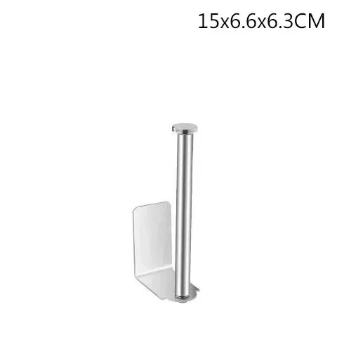 Stainless Steel Paper Towel Holder Self Adhesive Kitchen Roll Paper Holder No Punching Kitchen Bathroom Lengthen Storage Rack